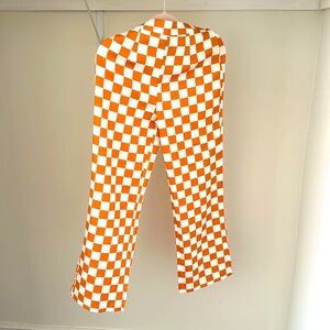 Orange checkered Pants w/ pockets